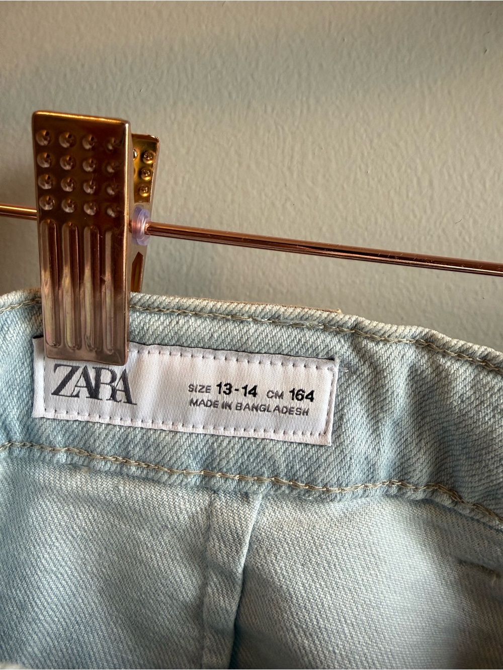 Tween Zara Light Blue High-Rise Denim Shorts Girls Size 13-14 - 4th of July Wear - Picture 4 of 14